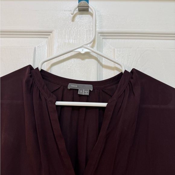 Vince Red Dolman Sleeve Blouse with Mandarin Collar - Picture 3 of 9